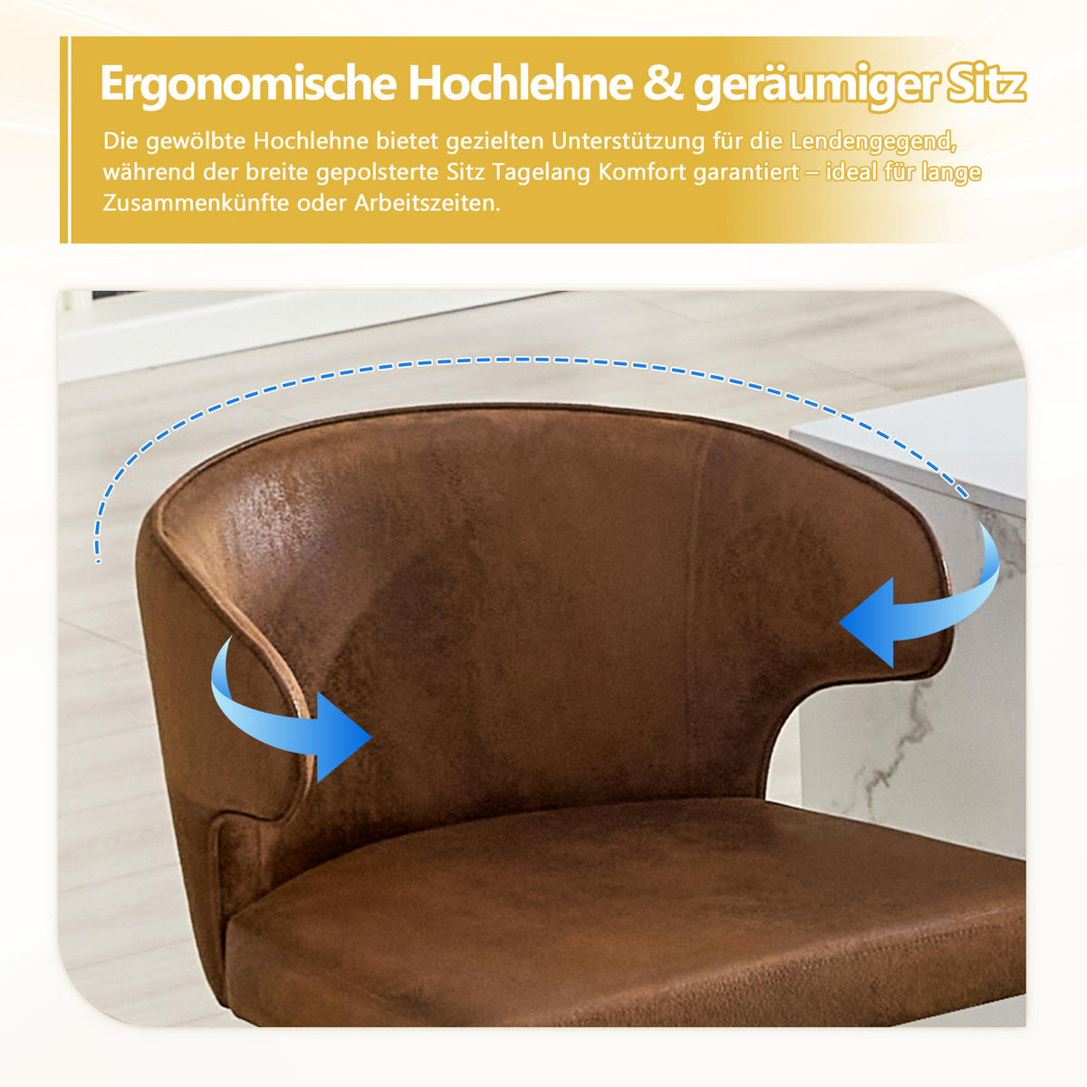 BAROVÁ STOLIČKA Sada 2 ks, otočná a výškově nastavitelná, hnědá - hnědá, textil (49.7/110/45cm) - Urban Meuble