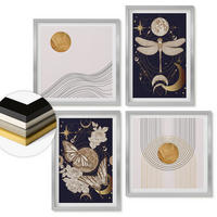 WANDBILDER 4er Set - 50x50 cm & 40x60 cm Silberner Rahmen - Naturmotive mit dem Mond - Silberfarben, Kunststoff (50/50cm) - ArtPrintCave