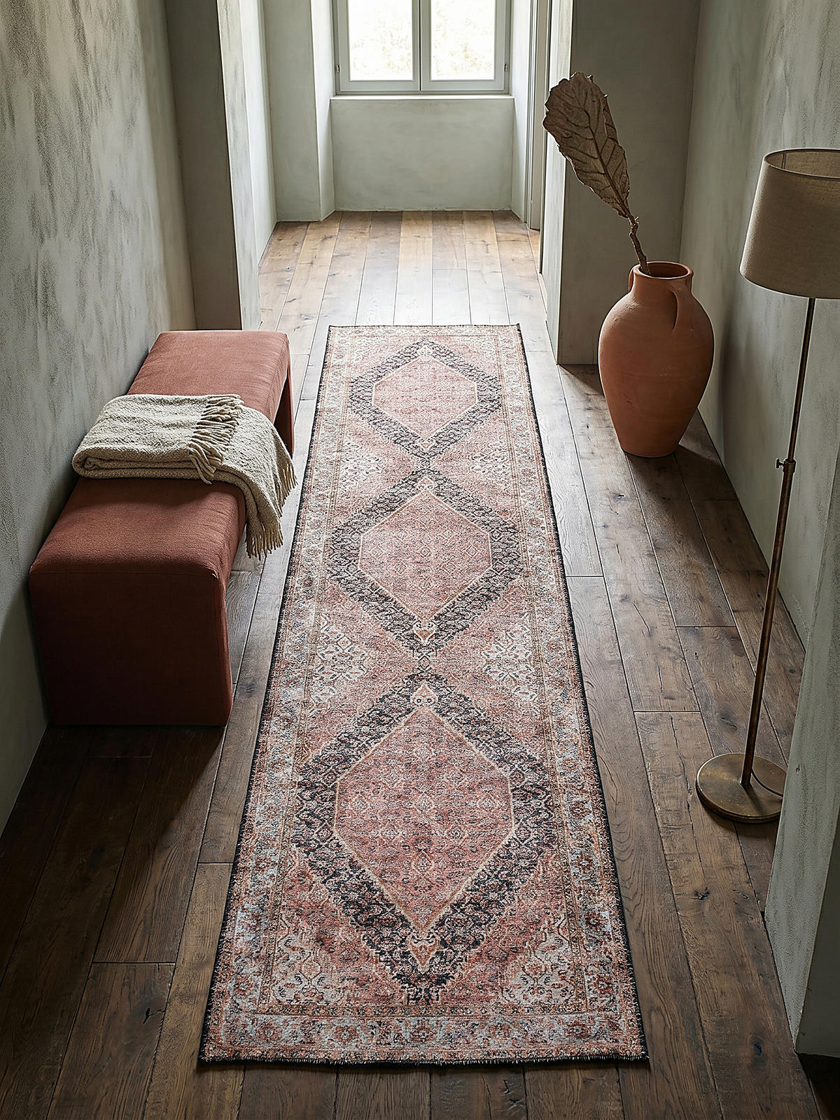 TEPPICH Waschbar HURST, orientalisch mit Medaillon, Rosa, 60 x 230 cm - Rosa, Textil (60/230cm) - KADIMA DESIGN