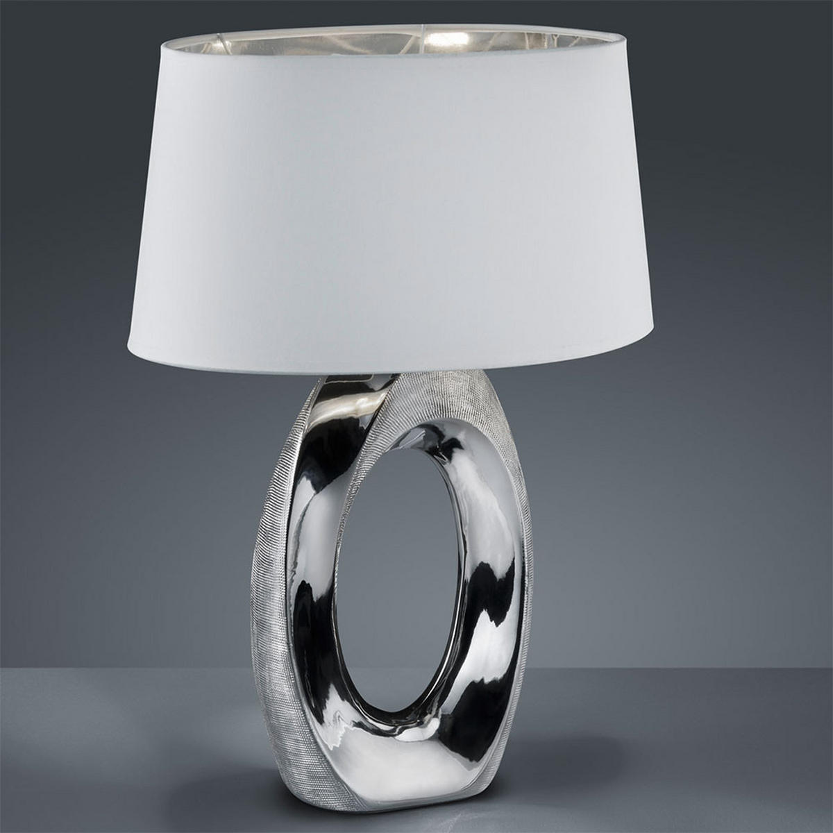 LED TISCHLEUCHTE Keramik Silber Weiß - Weiß, Kunststoff (24/38/52cm)