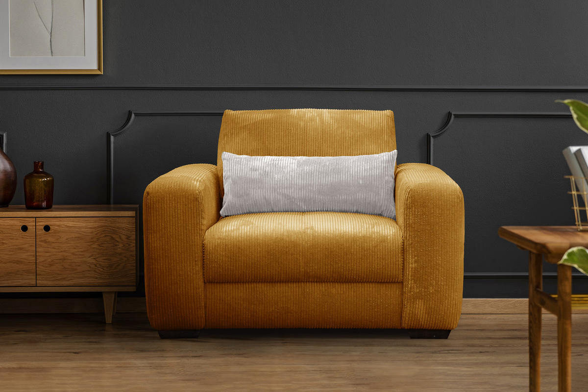 SESSEL OLI in Cordstoff safran - Gelb, Holz/Textil (130/91/108cm) - Courtois Laville