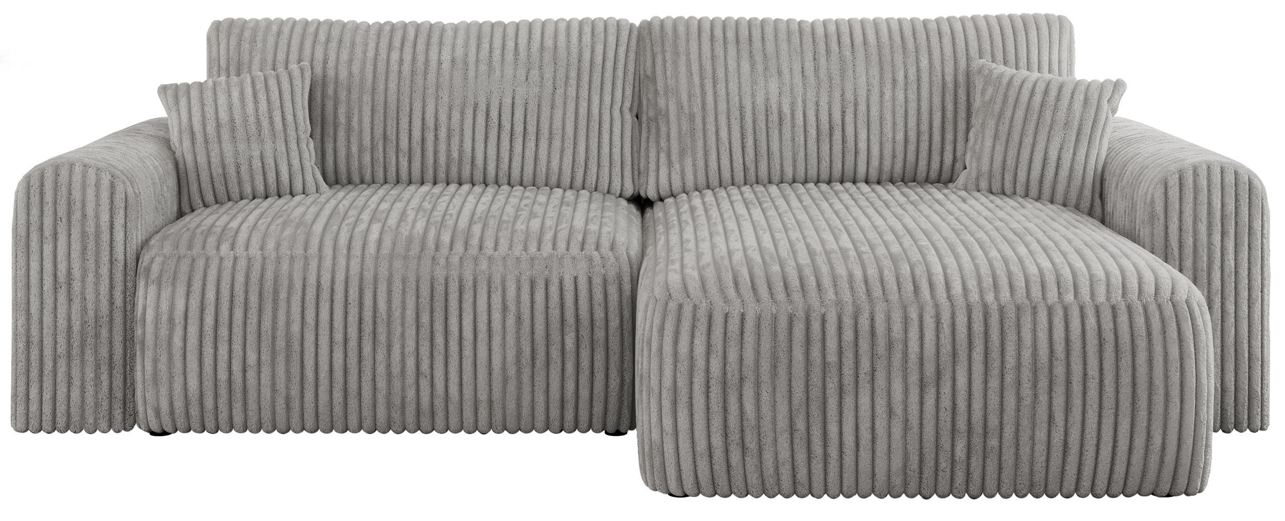 ECKSOFA NELSON Hellgrau Cord - Hellgrau/Schwarz, Kunststoff/Textil (274/152cm) - MKS