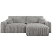 ECKSOFA NELSON Hellgrau Cord - Hellgrau/Schwarz, Kunststoff/Textil (274/152cm) - MKS