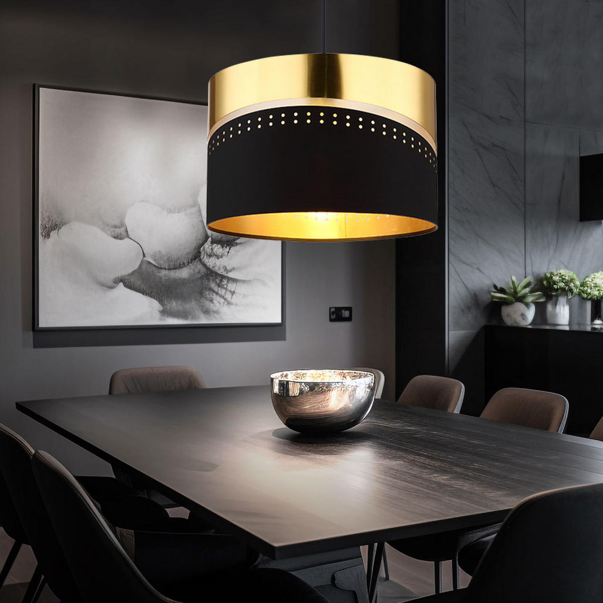 LED PENDELLEUCHTE OR, Metall, Schwarz-matt, 120 cm - Schwarz, Metall (35/35/120cm) - Globo Lighting