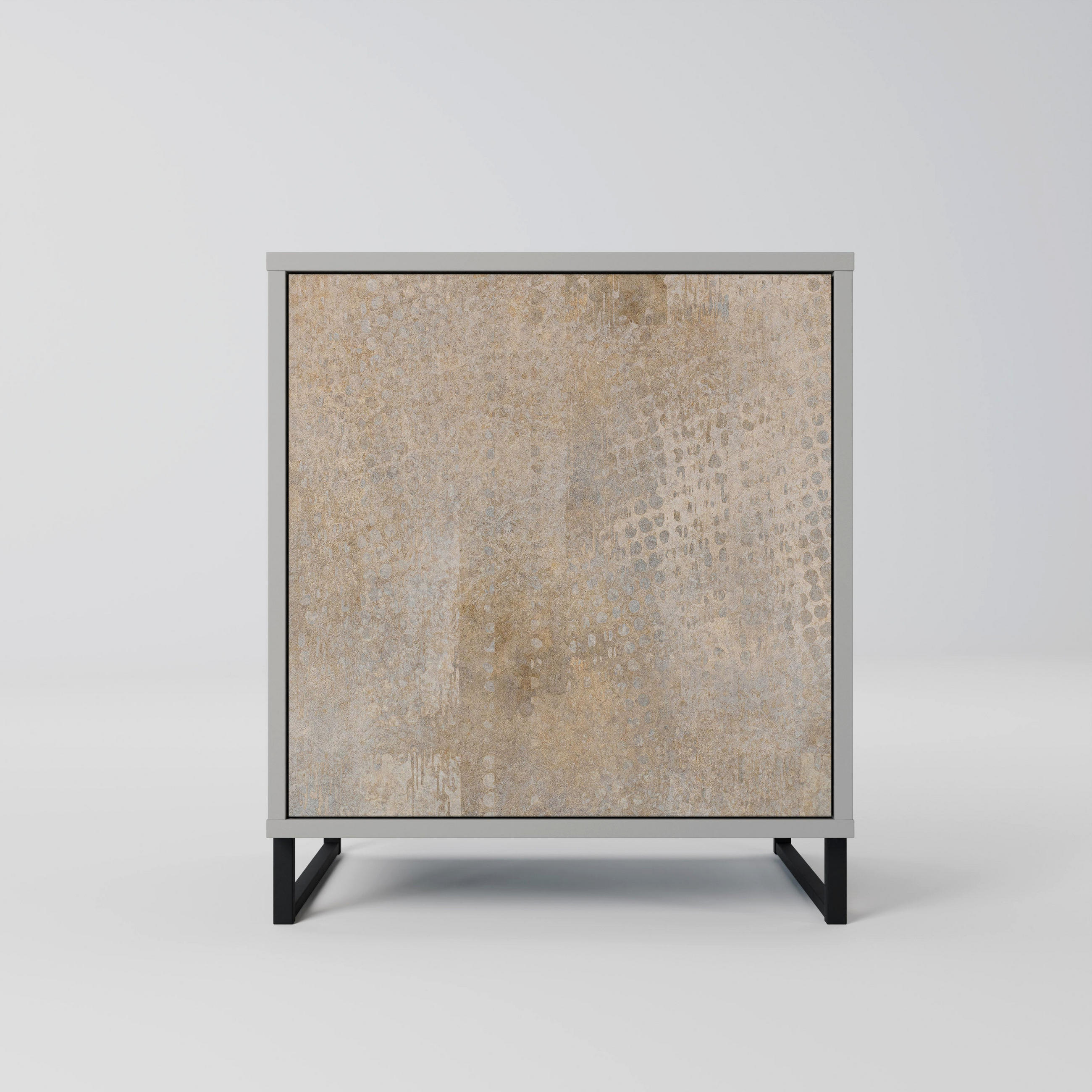 SIDEBOARD SCREEN ERROR, Grau, 57,5x42x67,5 cm, Schwarze Metall-Rahmenfüße - Multicolor/Schwarz, Holzwerkstoff/Metall (57.5/67.5/42cm) - SpaceRebels