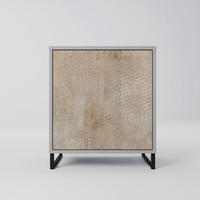 SIDEBOARD SCREEN ERROR, Grau, 57,5x42x67,5 cm, Schwarze Metall-Rahmenfüße - Multicolor/Schwarz, Holzwerkstoff/Metall (57.5/67.5/42cm) - SpaceRebels