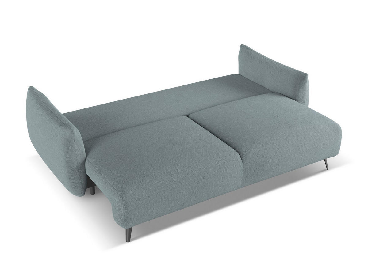 3-SITZER SOFA mit Schlaffunktion Chenille Stoff Blau - Blau/Blaugrau, Textil/Metall (230/86/105cm) - Makamii