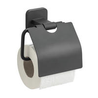 PAPIERHALTER mit Klappe Porto 6,5/14,5/13 cm - Schwarz, Metall (14.5/13/6.5cm) - Wenko