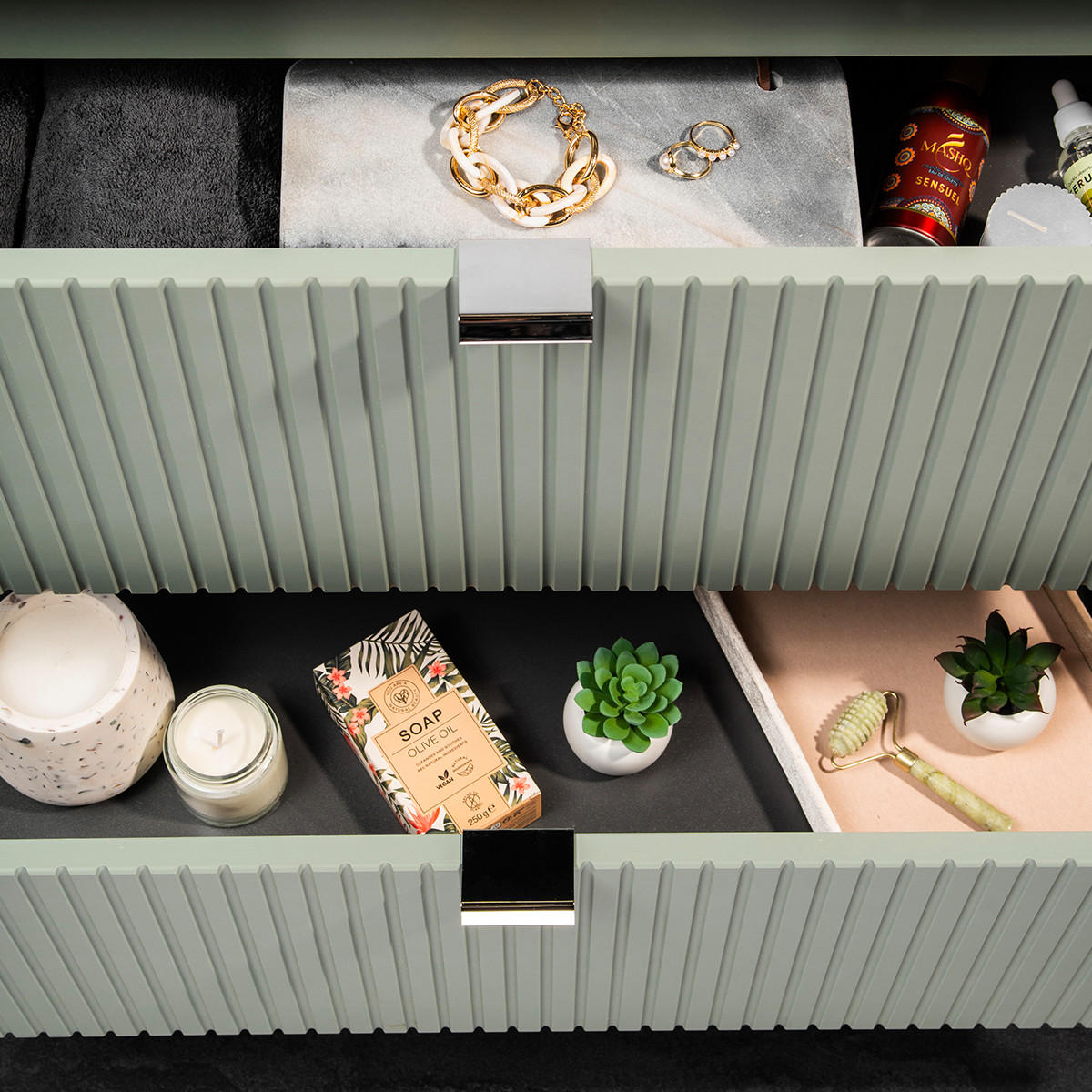 WASCHTISCH 80cm Jade Grün - Grün, Holzwerkstoff (80/57/40cm) - Petits-meubles