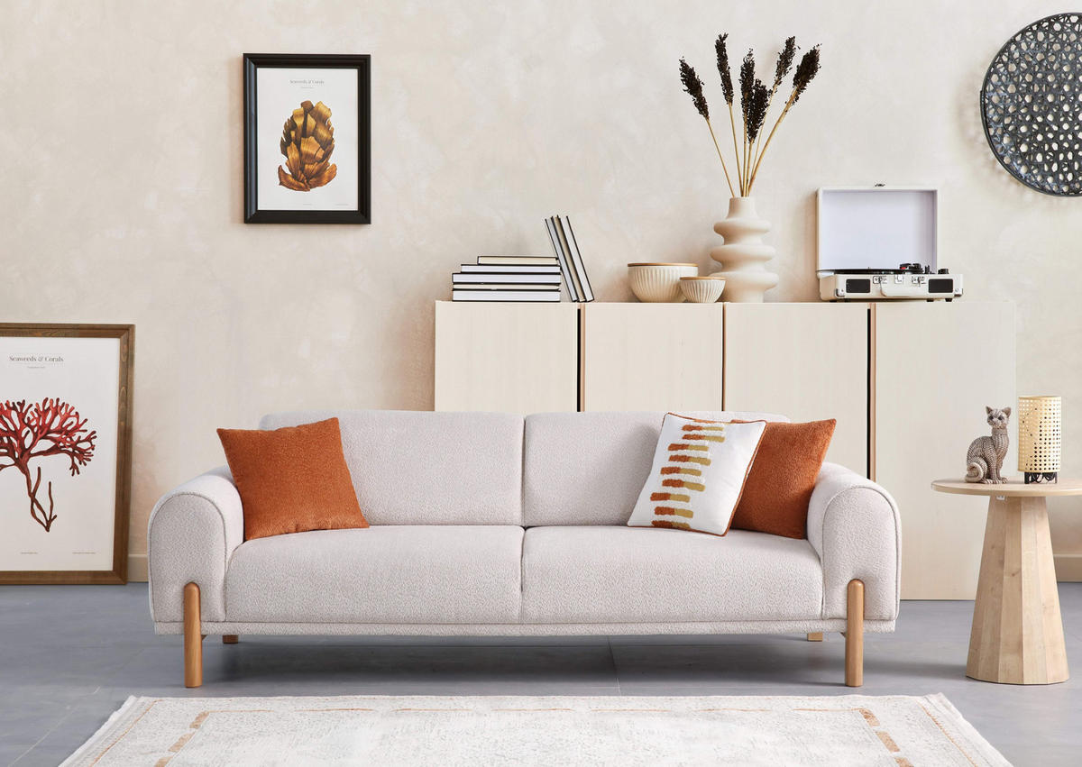 2-SITZER Sofa RUBIN, Beige - Beige, Leder/Holz (185/81/93cm) - Villa Möbel