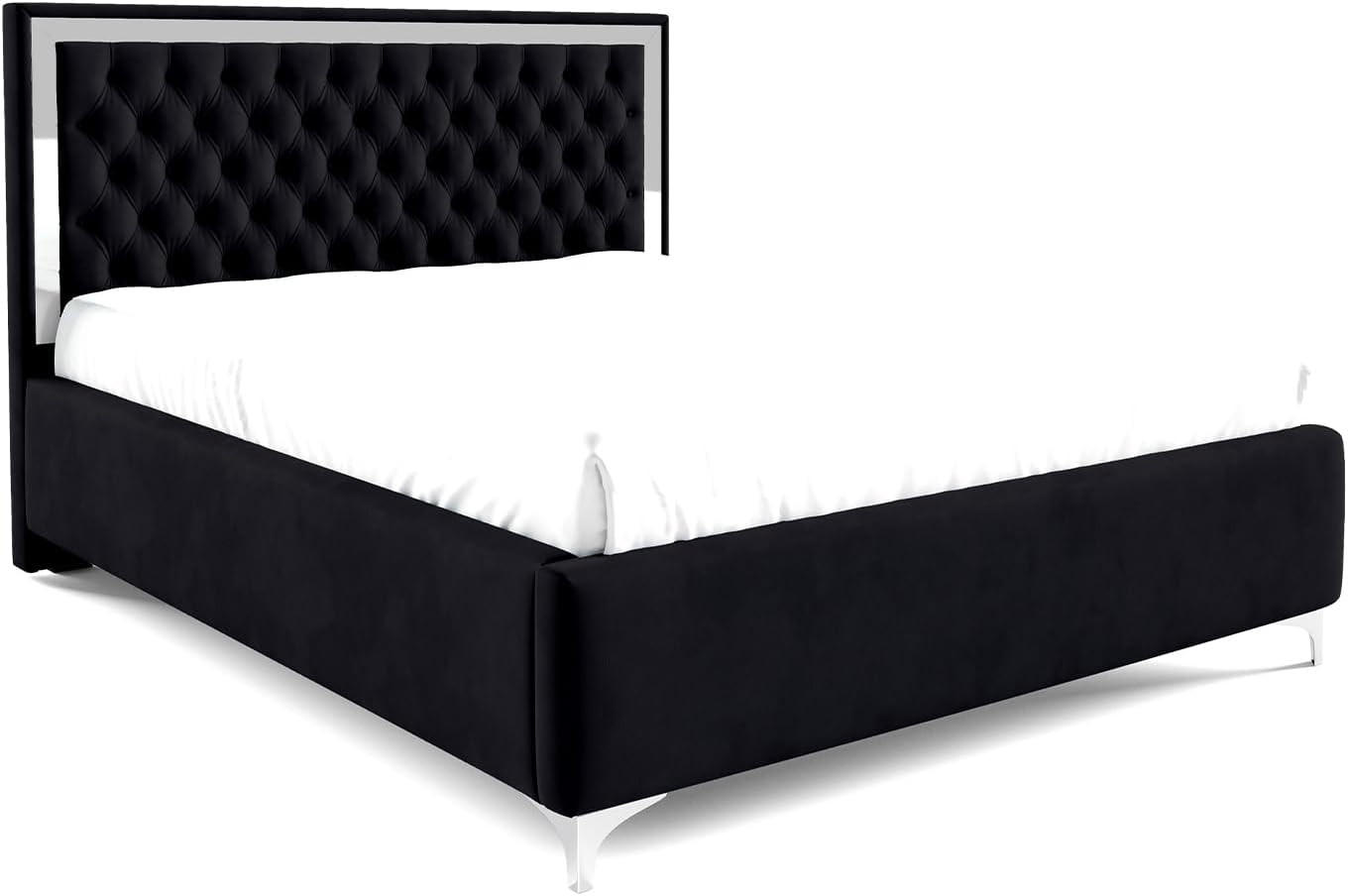 Meblini Polsterbett Schwarz 160x200 cm