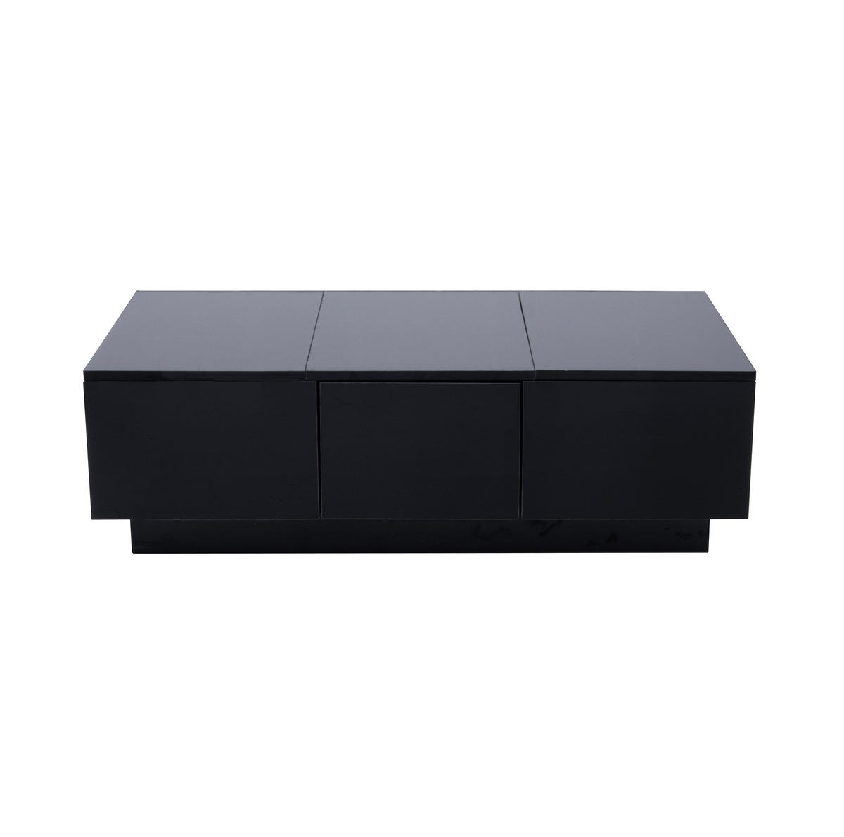 COUCHTISCH aus Spanplatte 100x50x23 cm Schwarz mit Schiebefächern und 2 Schubladen - Schwarz, Holzwerkstoff (100/50/23.5cm) - IVMEU