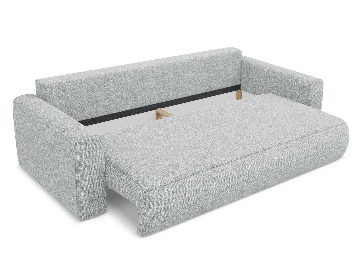 3-SITZER SOFA mit Schlaffunktion Strukturstoff Stoff Grau - Silberfarben/Schwarz, Kunststoff/Textil (238/82/105cm) - Makamii