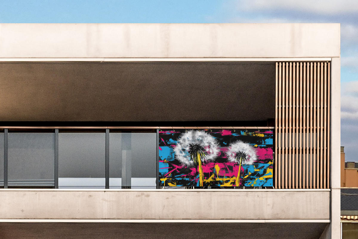 BALKON-SICHTSCHUTZ Straßenkunst - Bunt - Wand - Schwarz, Kunststoff (300/130cm) - MuchoWow