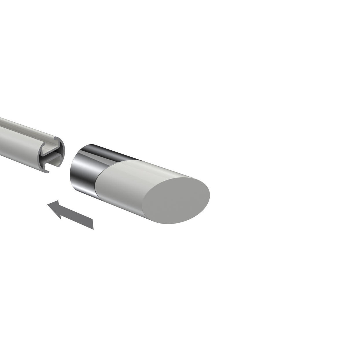 ENDSTÜCKE FÜR GARDINENSTANGEN 20 mm Ø, Verano Chrom/Weiß, Packung 2 Stück - Chromfarben/Weiß, Metall (6.1/2.5/2.5cm) - INTERDECO