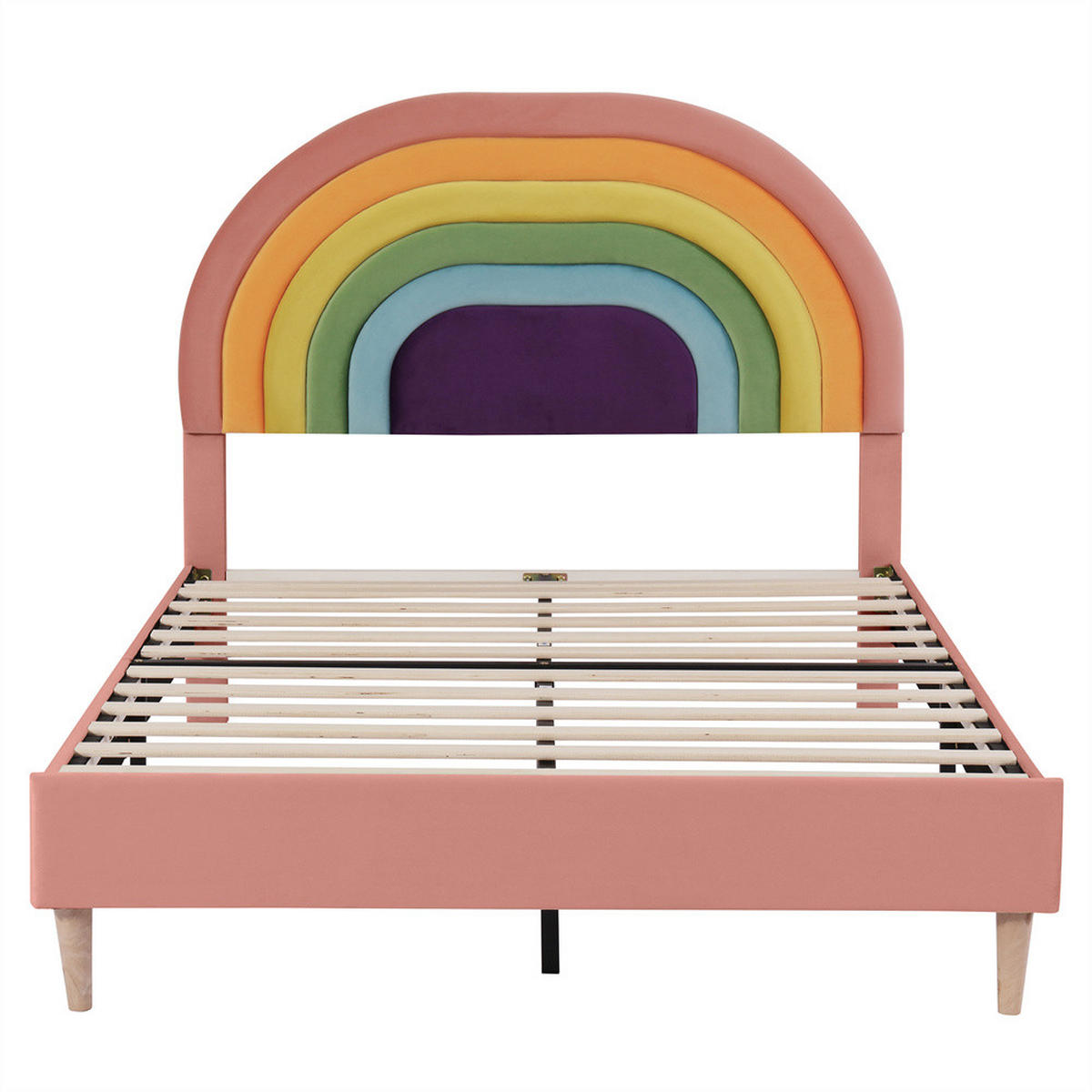 POLSTERBETT 140/200 cm in Rosa Samt - Pink, Holz/Textil (140/200cm) - KOMHTOM