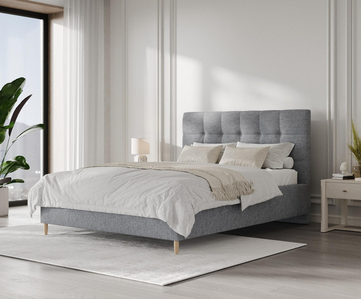 POLSTERBETT Cora 180/200 cm Grau im Neve Stoff - Naturfarben/Grau, Holz/Holzwerkstoff (180/200cm) - AltaBeds