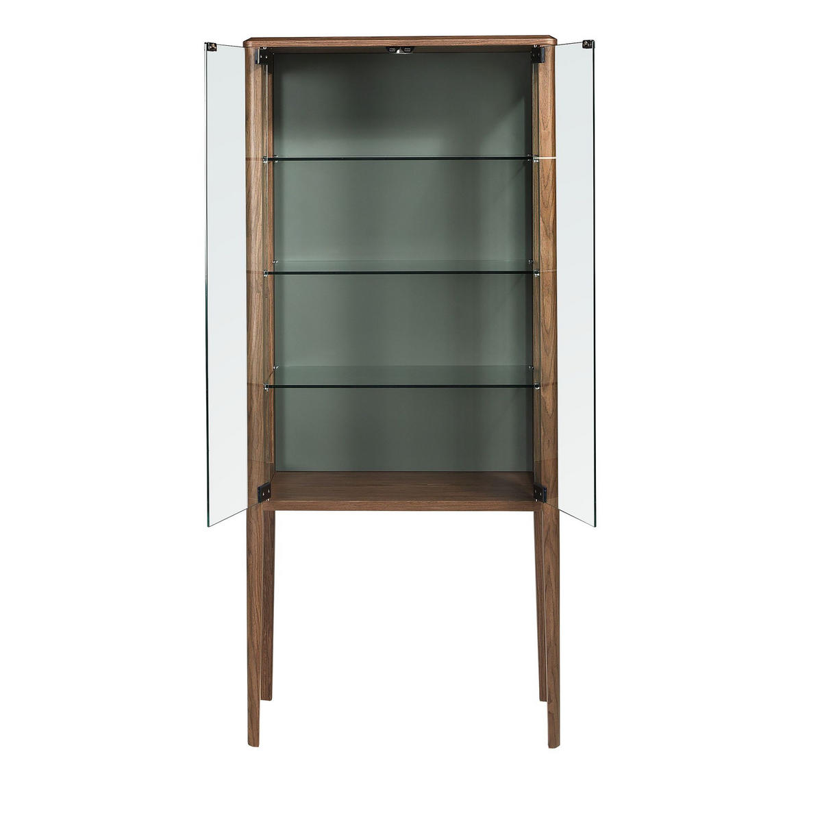 HIGHBOARD aus gehärtetem Glas und Nussbaum mit Innenbeleuchtung 80/40/180 cm - Dunkelgrün/Walnussfarben, Glas/Holzwerkstoff (80/180/40cm) - ANGEL CERDA