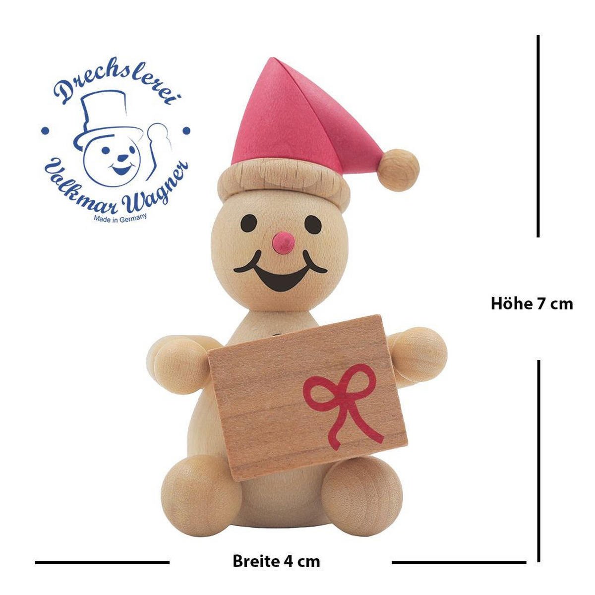 HOLZFIGUR Schneemann Junior Weihnachtswichtel sitzend 7 cm - Multicolor, Holz (4/7/0.1cm)