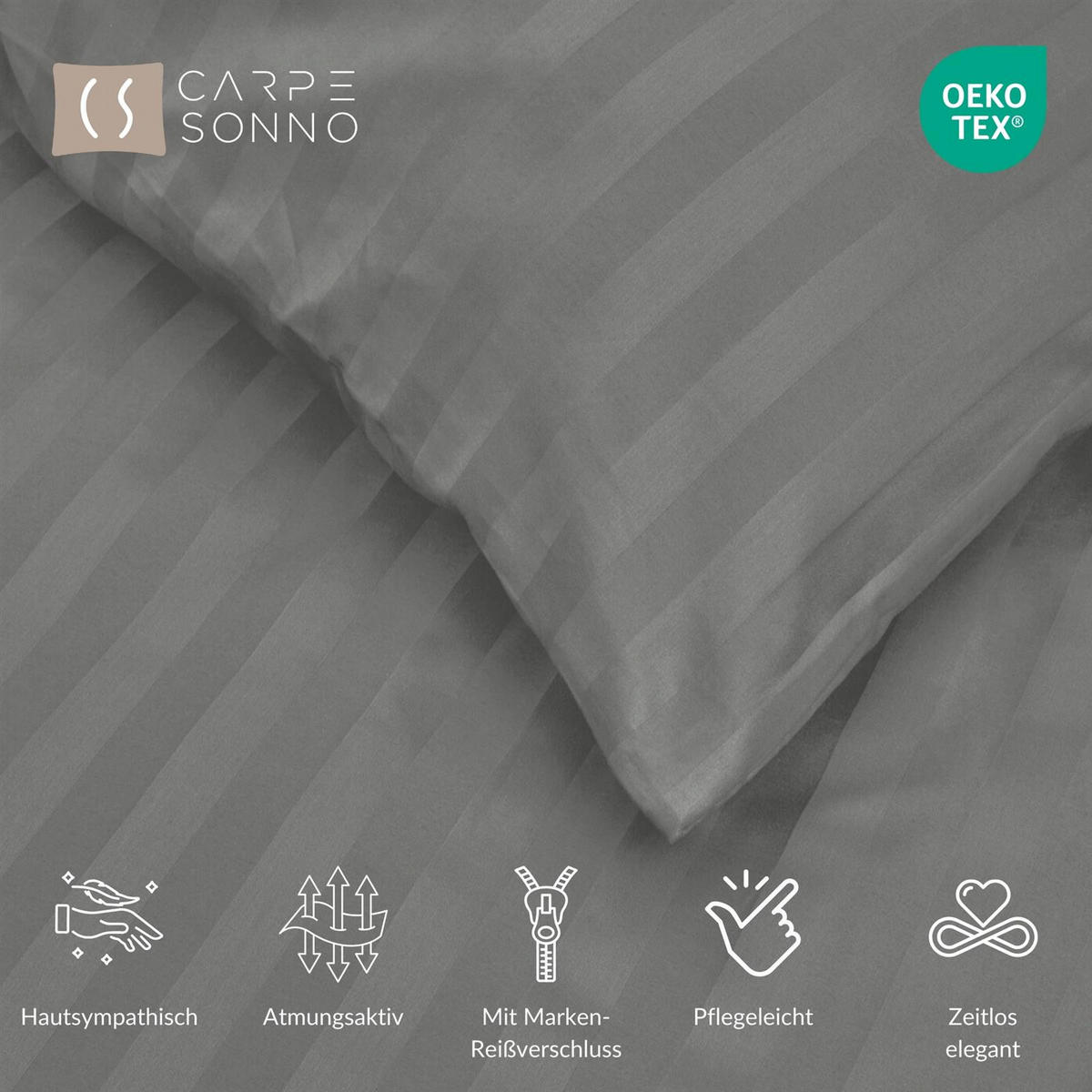 MIKROFASER-DAMAST-BETTWÄSCHE 135x200 cm Grau - Grau, Textil (135/200cm) - Carpe Sonno