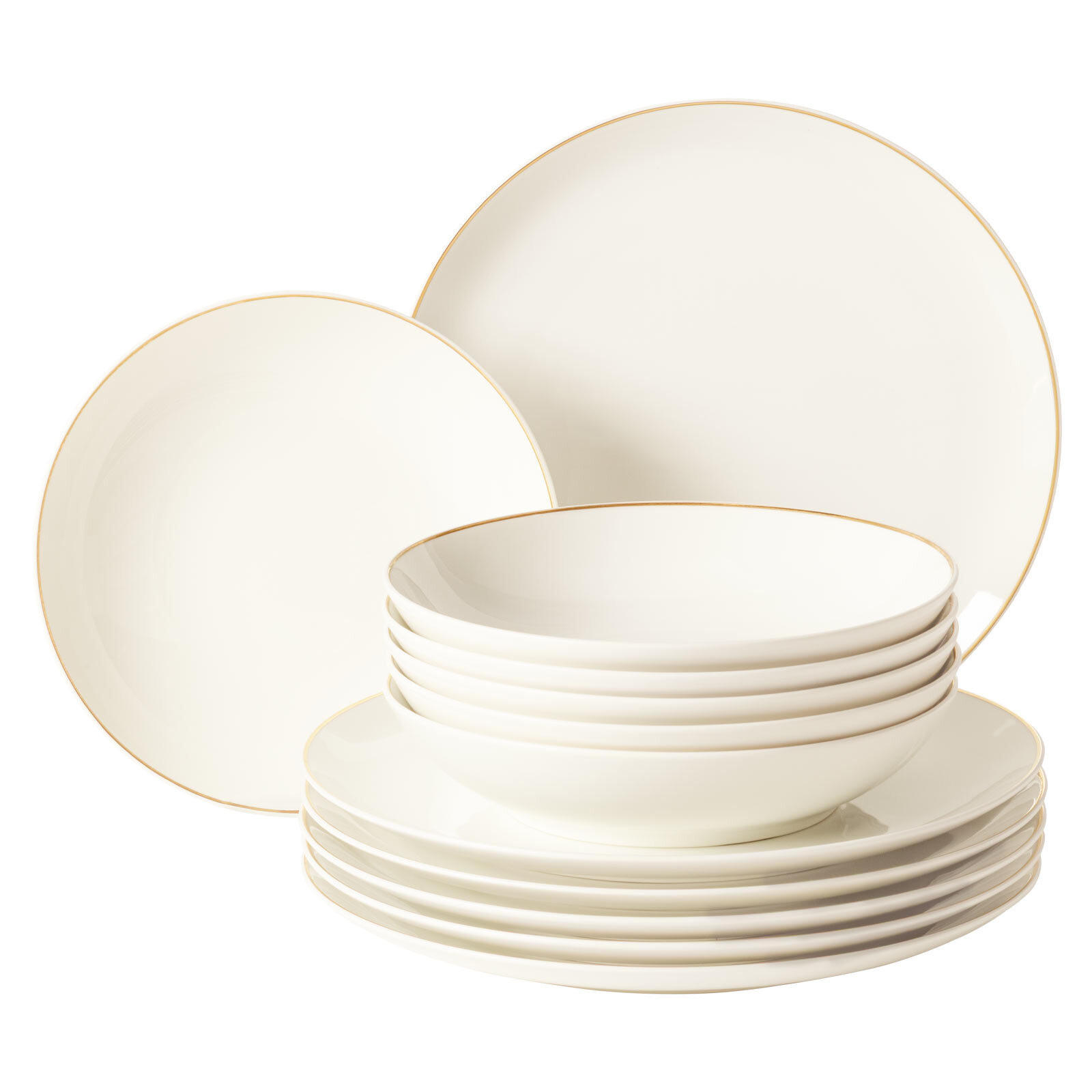 TAFELSERVICE Savona Goldlinie creme-gold 12-tlg. - Goldfarben/Creme, Keramik (32.3/23.5/32.3cm) - Seltmann Weiden