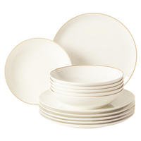 TAFELSERVICE Savona Goldlinie creme-gold 12-tlg. - Goldfarben/Creme, Keramik (32.3/23.5/32.3cm) - Seltmann Weiden