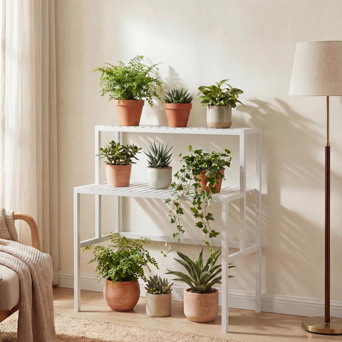 PFLANZENREGAL Weiß - Weiß, Holz (90/100/50cm) - MCW