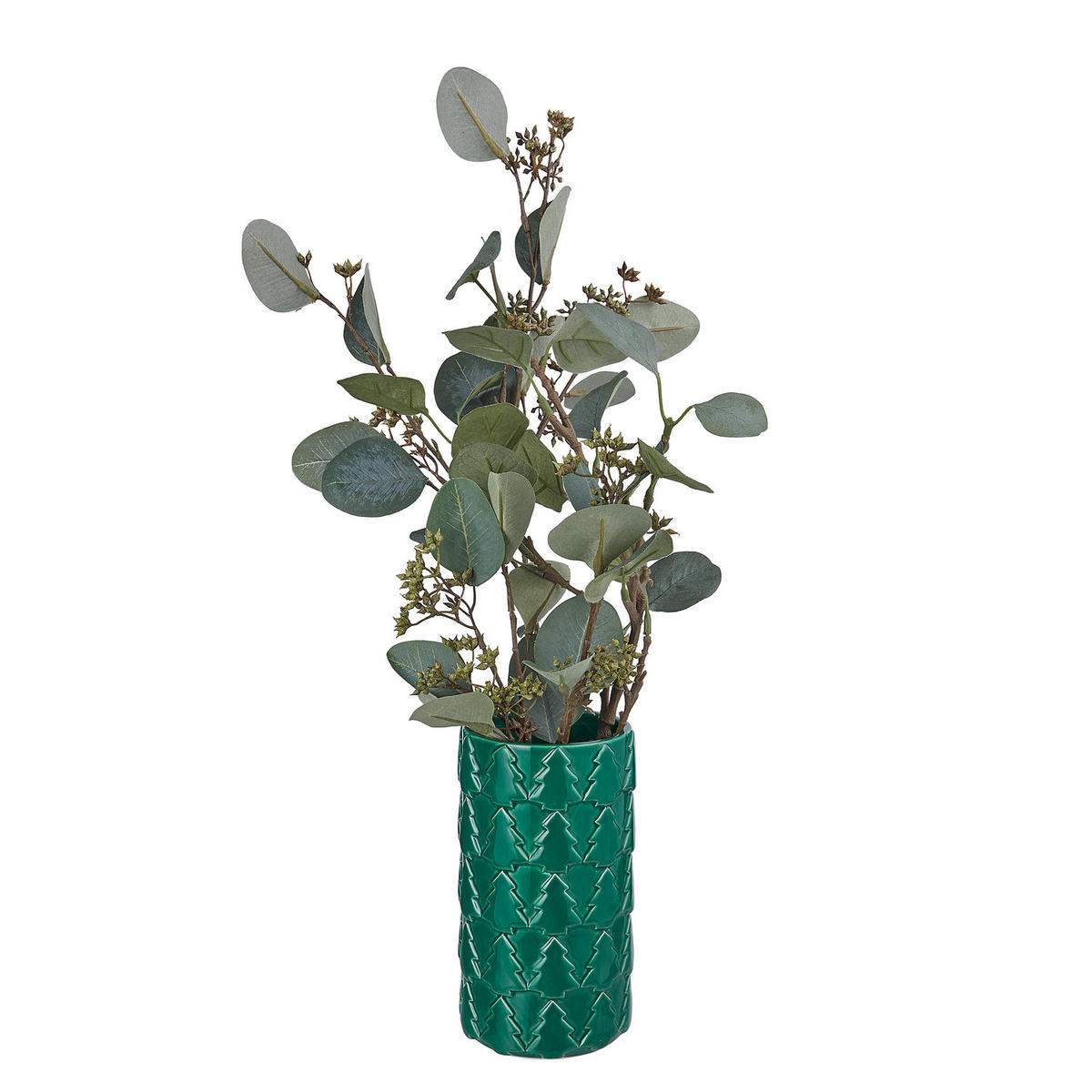 VASE Statement Tannenbäume - Dunkelgrün, Stein (18cm) - Butlers