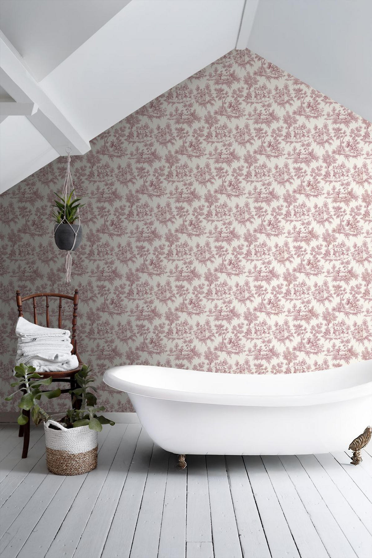 TAPETE Toile de Jouy 50 x 900 cm - Weiß, Papier (50/900cm) - ESTAhome