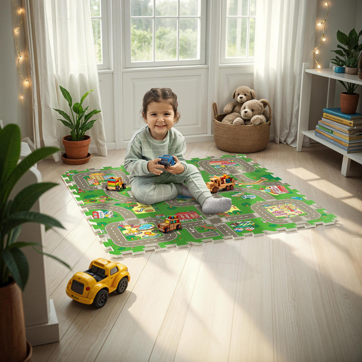 PUZZLEMATTE Mycity,90,5 x 90,5 cm,bunt - Multicolor, Kunststoff (90.5/90.5cm) - tectake