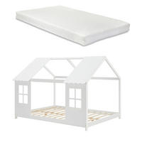 HAUSBETT Tostedt mit Matratze - Weiß, Holz/Textil (120/200cm) - [en.casa]