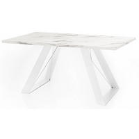 ESSTISCH Colter Weiß rechteckig ausziehbar, Marmor Weiß 160-260/90/76 cm - Ecru/Weiß, Holzwerkstoff/Metall (160/90/76cm) - WFL GROUP