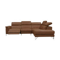 ECKSOFA Antares Echtleder mit 1 x Relaxfunktion Cognacbraun - Cognac, Leder/Metall (276/85/224cm)