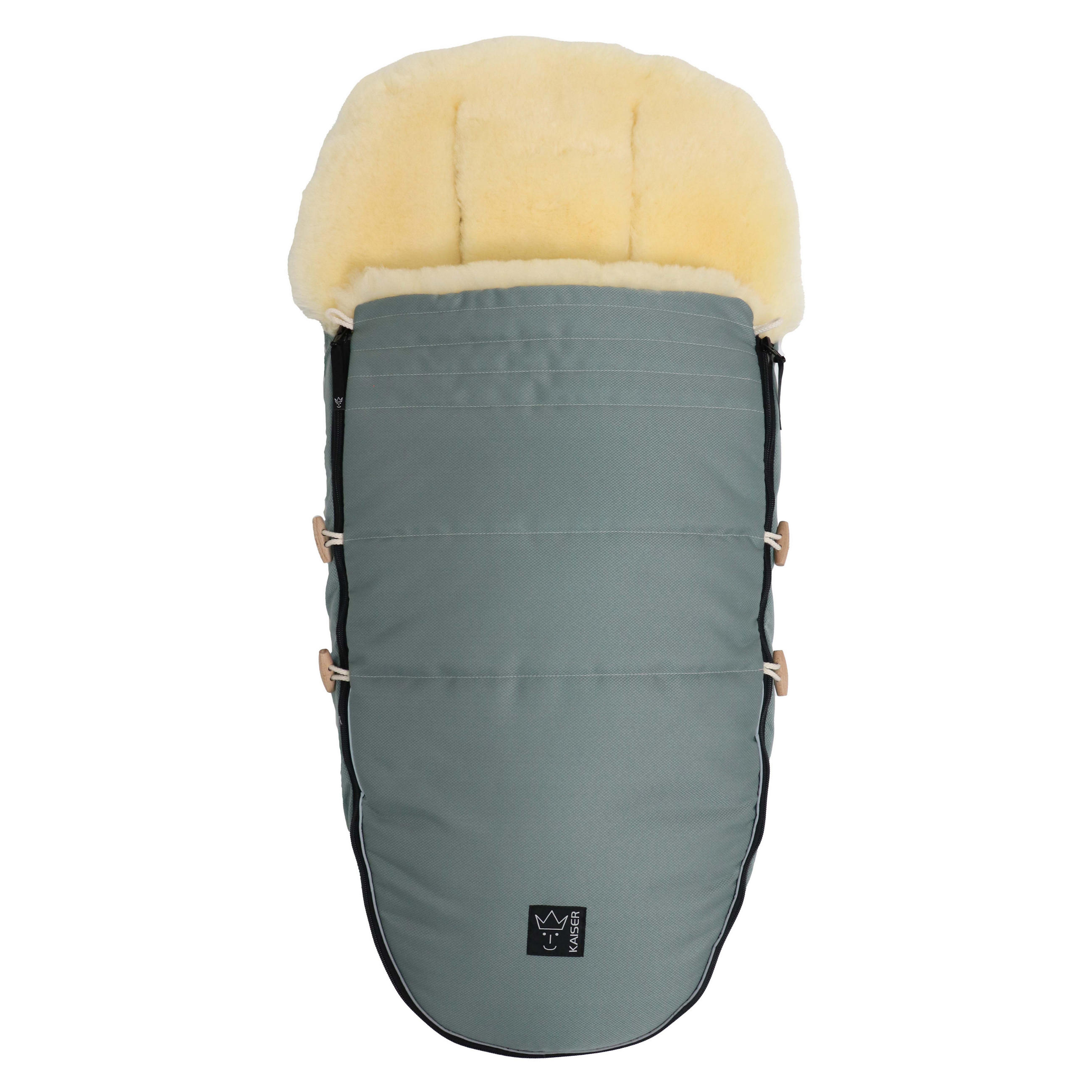 LAMMFELL-FUSSSACK Love the Nature, slit green - Blau, Fell (44/95cm) - Kaiserbaby