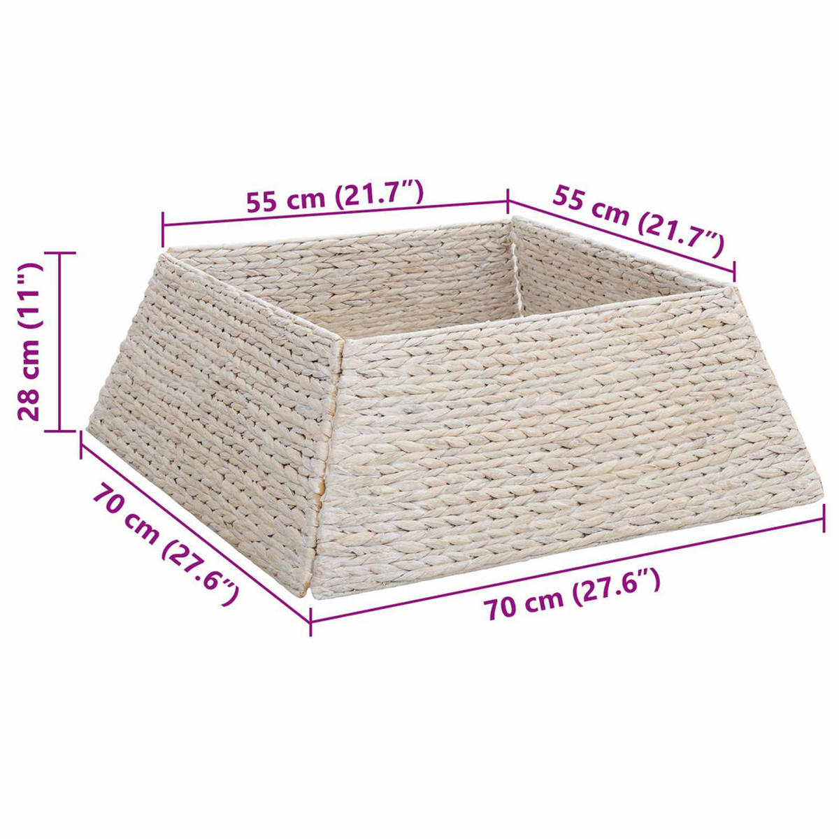 WEIHNACHTSBAUMKRAGEN 70/70/28 cm Weiß Wasserhyazinthe - Weiß, Naturmaterialien (70/28/70cm) - vidaXL