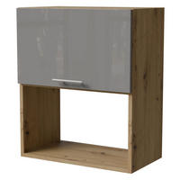 MIKROWELLENUMBAUSCHRANK Essen W2MK/60 Grau Hochglanz / Eiche Artisan Matt 60 / 32,5 / 72cm - Eiche Artisan/Grau, Holz/Holzwerkstoff (60/32.5/72cm) - Feldmann-Wohnen