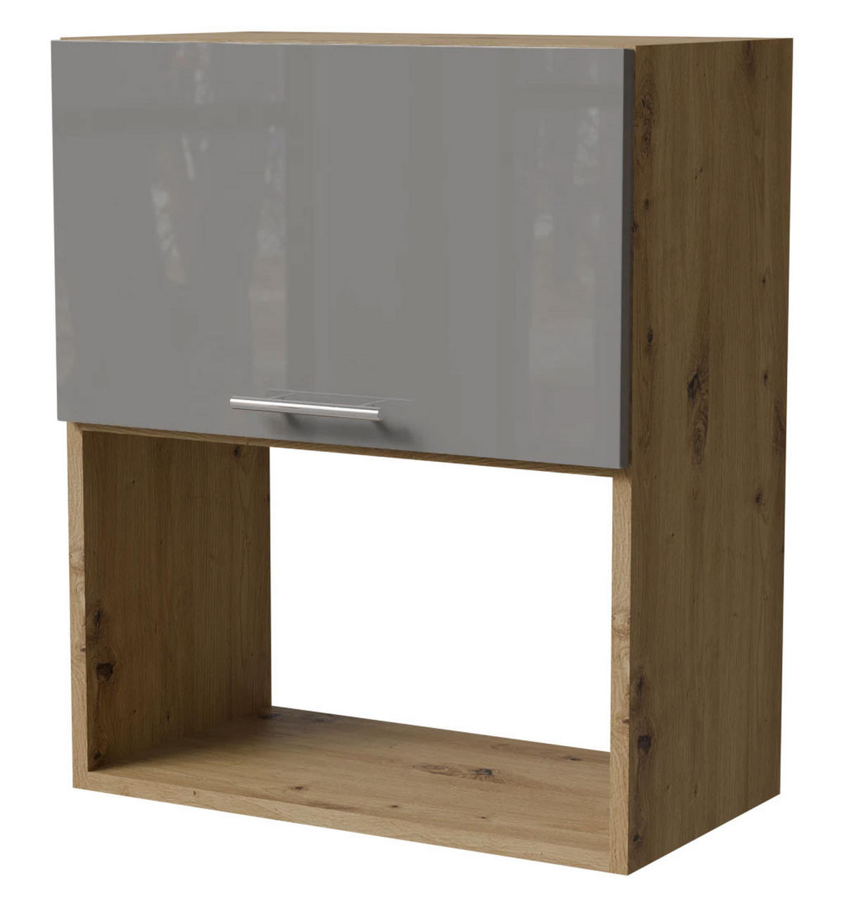 MIKROWELLENUMBAUSCHRANK Essen W2MK/60 Grau Hochglanz / Eiche Artisan Matt 60 / 32,5 / 72cm - Eiche Artisan/Grau, Holz/Holzwerkstoff (60/32.5/72cm) - Feldmann-Wohnen