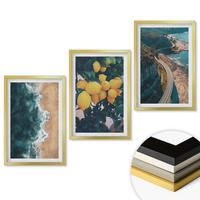WANDBILDER 3er Set - 40x60 cm Goldrahmen - Meerstrand Zitronen Berge - Goldfarben, Kunststoff (40/60cm) - ArtPrintCave