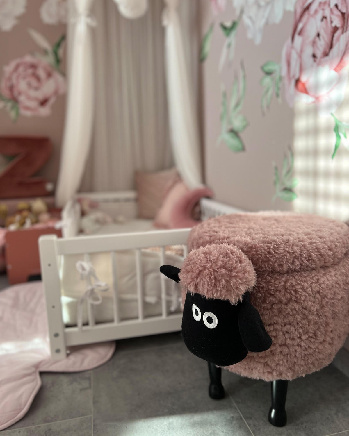 TIERHOCKER Rosa Sheep 35/55/40 cm - Pink, Kunststoff/Textil (55/40/35cm) - Beliani