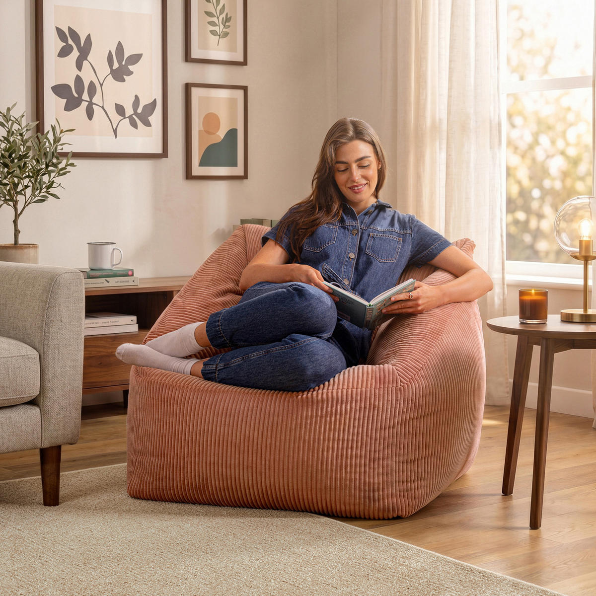 SITZSACK Cord Sessel Natalia - Pink, Textil (97/73/84cm) - icon