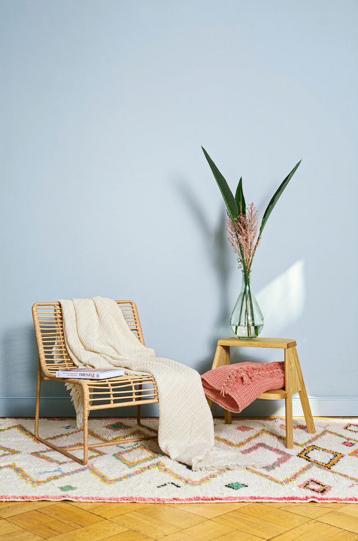 DECKE Die Hyggelige - Orange, Naturmaterialien (130/1.5cm) - Mokebo