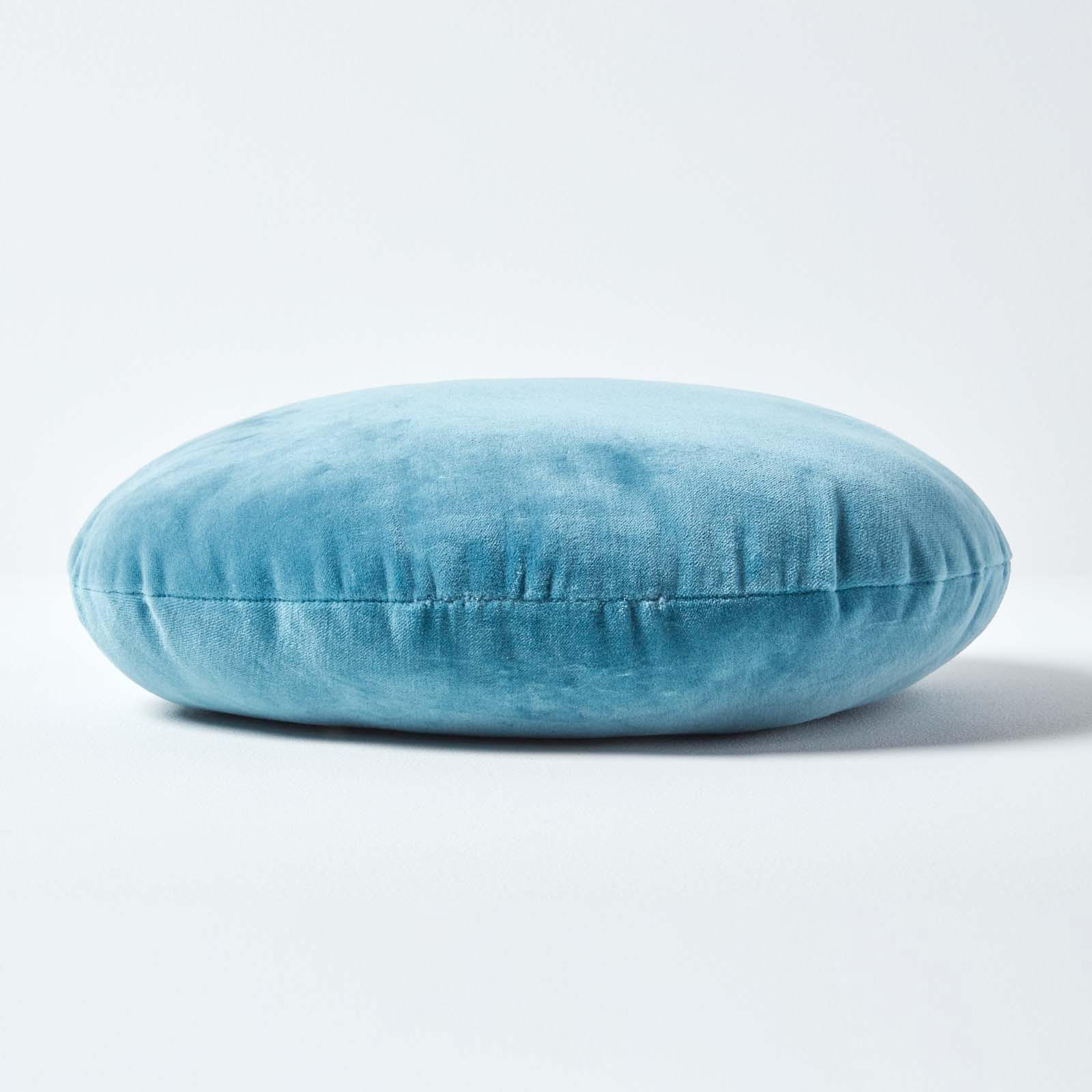 DEKOKISSEN rund blau, Baumwollsamt?40 cm - Blau, Textil (40/40cm) - Homescapes