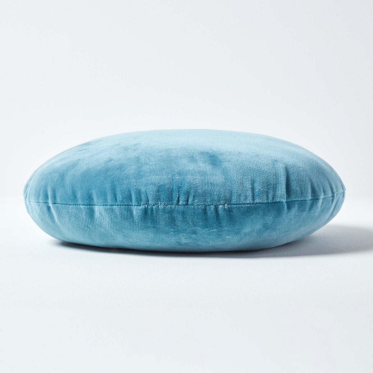 DEKOKISSEN rund blau, Baumwollsamt?40 cm - Blau, Textil (40/40cm) - Homescapes