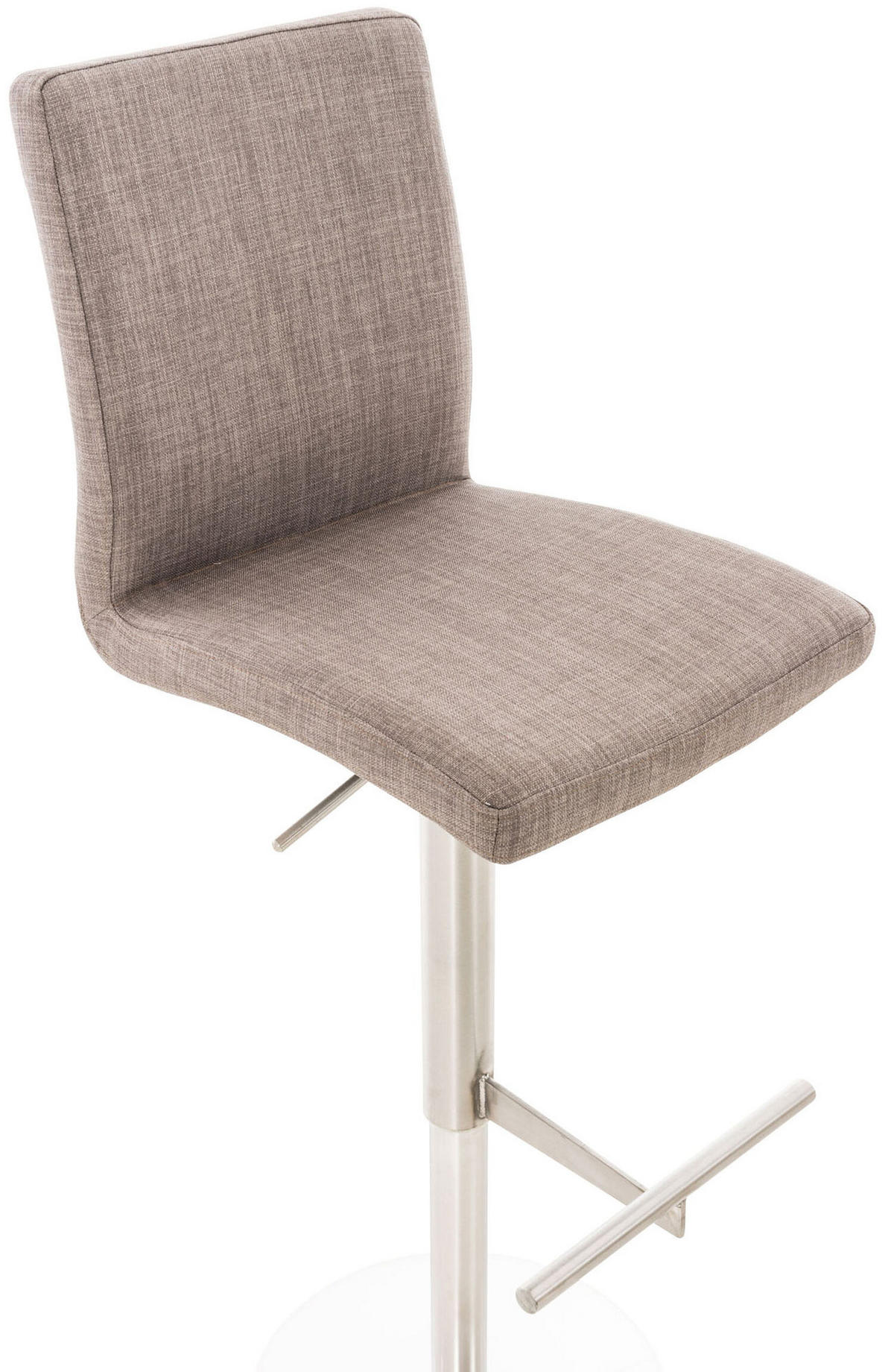 BARHOCKER Cathy, Gestell Edelstahl, Stoff Grau - Chromfarben/Grau, Textil/Metall (40/100/49cm) - TPFLiving