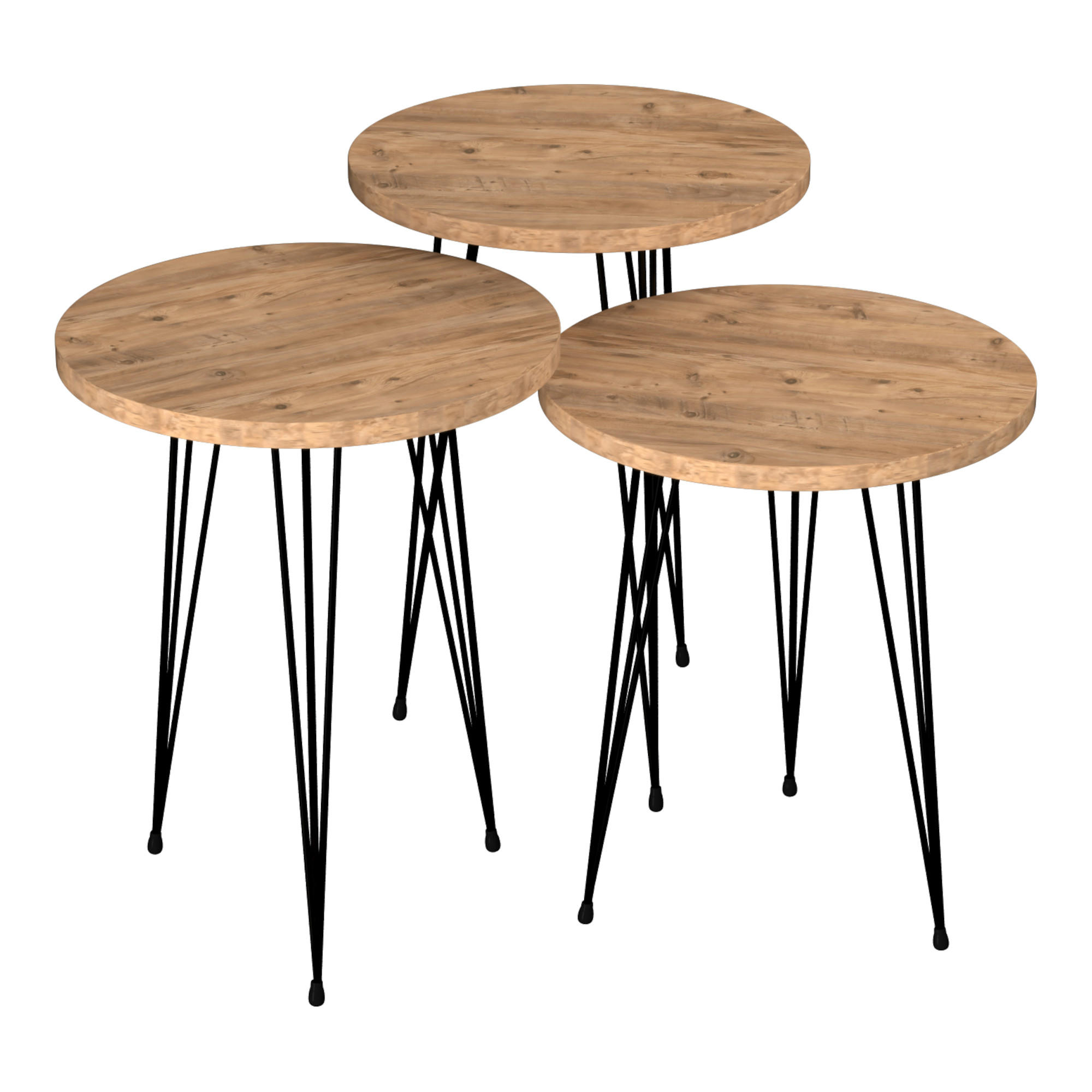 SATZTISCH Ry im 3er Set - Braun, Metall (34/34/55cm) - [en.casa]