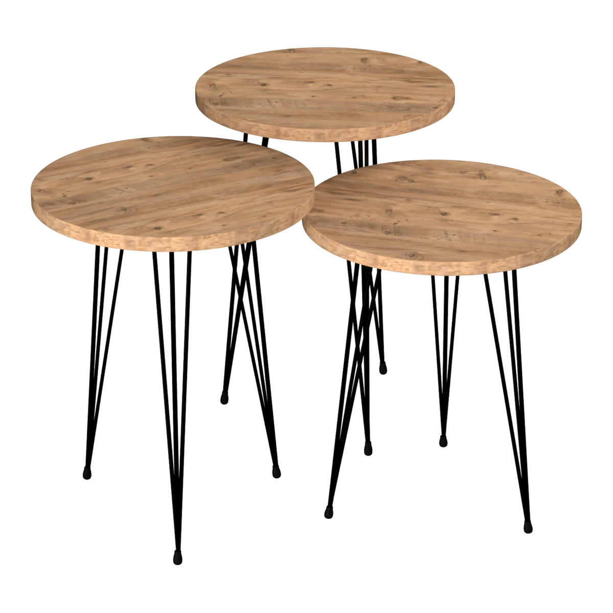 SATZTISCH Ry im 3er Set - Braun, Metall (34/34/55cm) - [en.casa]