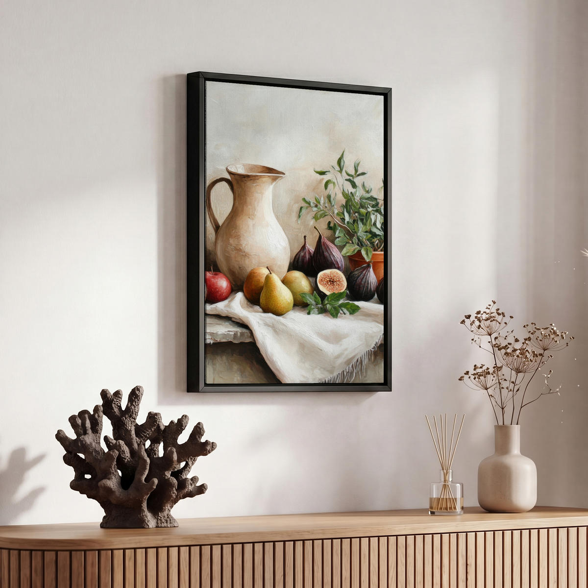LEINWAND Bilder mit Rahmen - Obst - Kräuter - Ländlich - 20x30 - Naturfarben, Textil (20/30cm) - MuchoWow