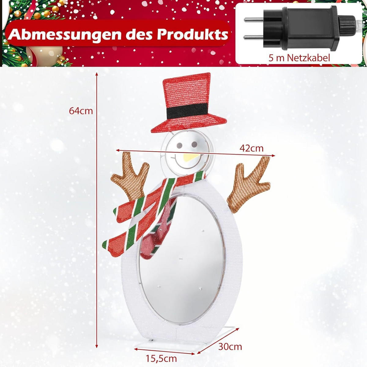 SCHNEEMANN 64cm Mehrfarbig - Multicolor, Metall (30/64/42cm) - COSTWAY