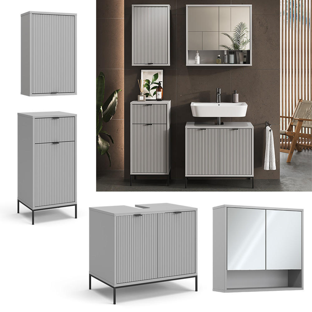 BADMÖBEL-SET Eliza Grau 4 Teile - Grau, Holzwerkstoff (70/63/45cm) - Vicco