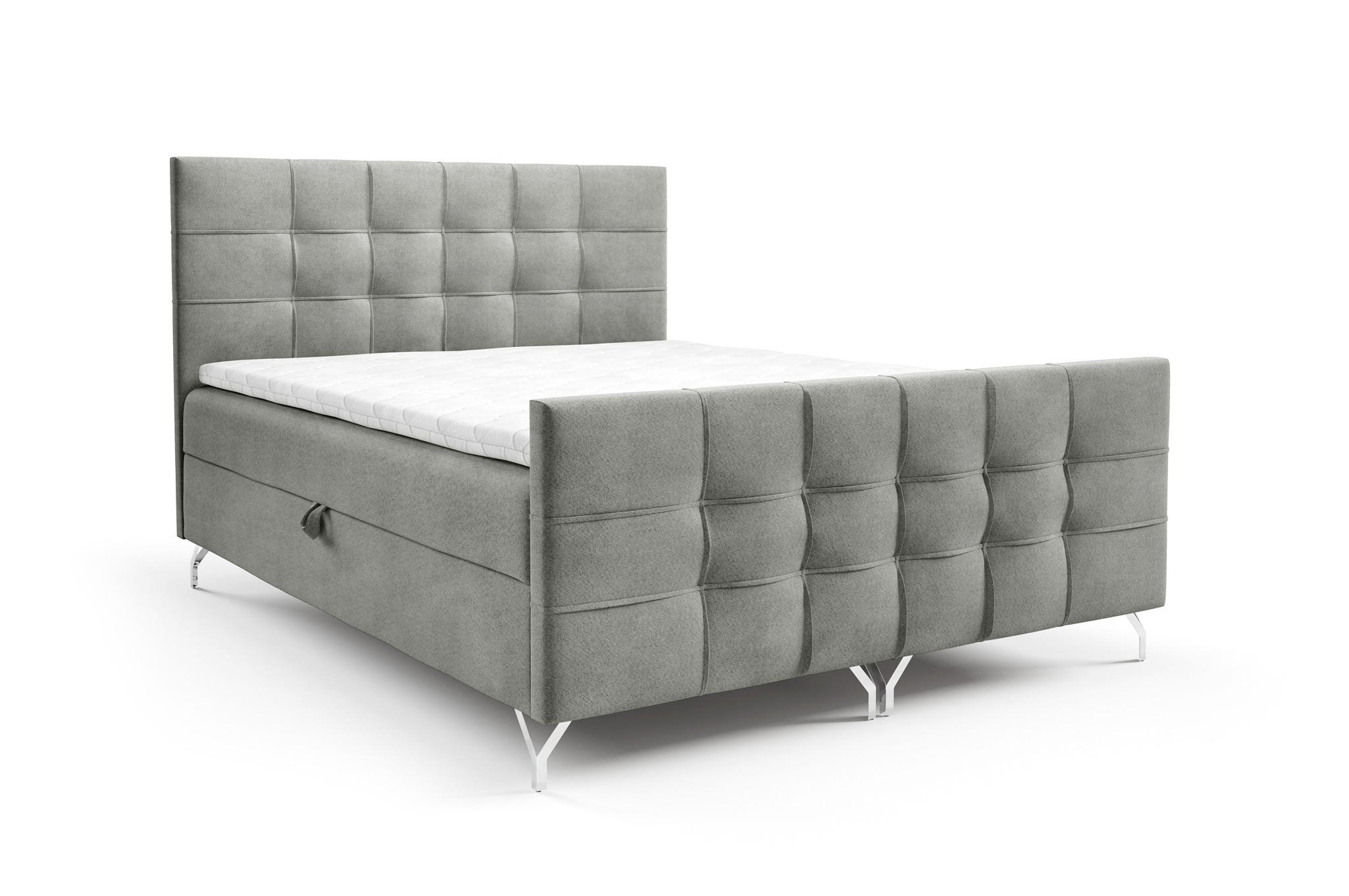 BOXBETT Perla Premium überlänge - Grau, Holzwerkstoff/Textil (200/220cm) - Fun Möbel